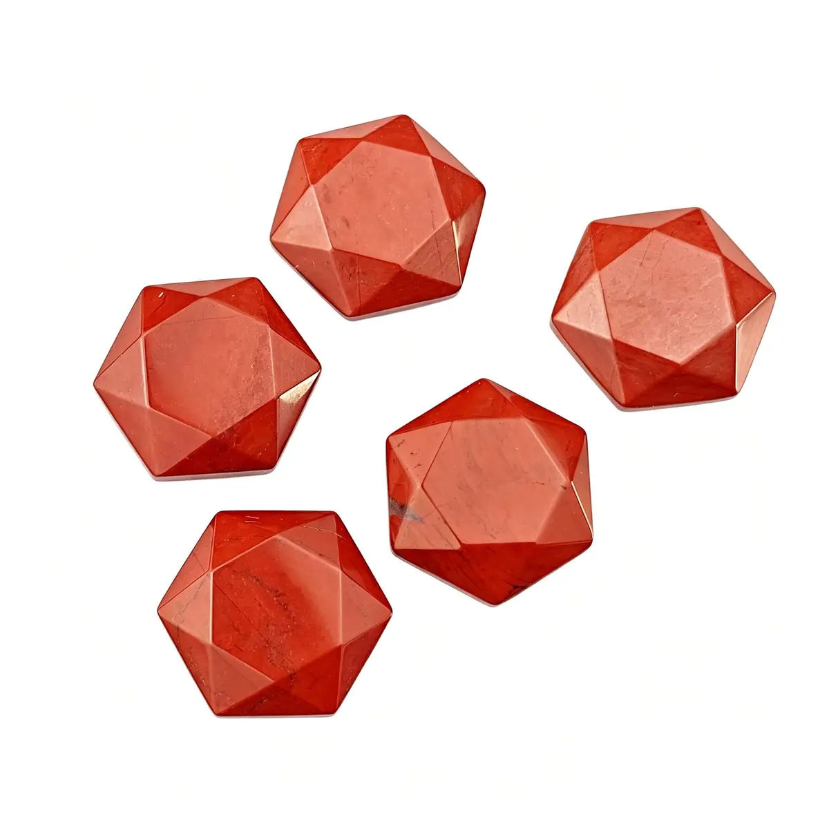 FHNP367 Healing Crystal Worry Stone 1.2 inch Red Jasper Hexagram | Hand-Polished Natural Gemstone for Energy & Stress Relief - view 4