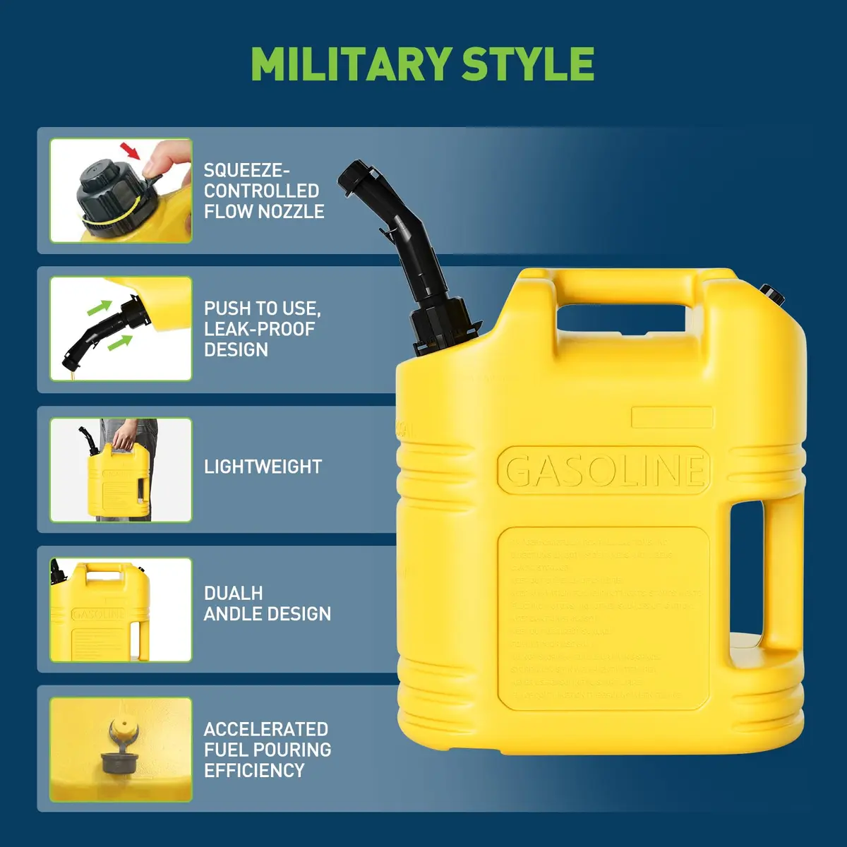 EchoVincio 20L Portable Transfer Tank 5 Gal | Marine & Car Fuel Container with Handle - view 6