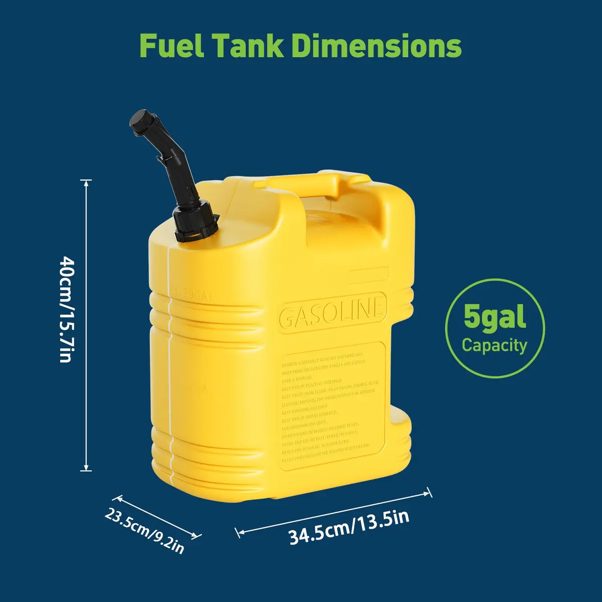EchoVincio 20L Portable Transfer Tank 5 Gal | Marine & Car Fuel Container with Handle - view 2