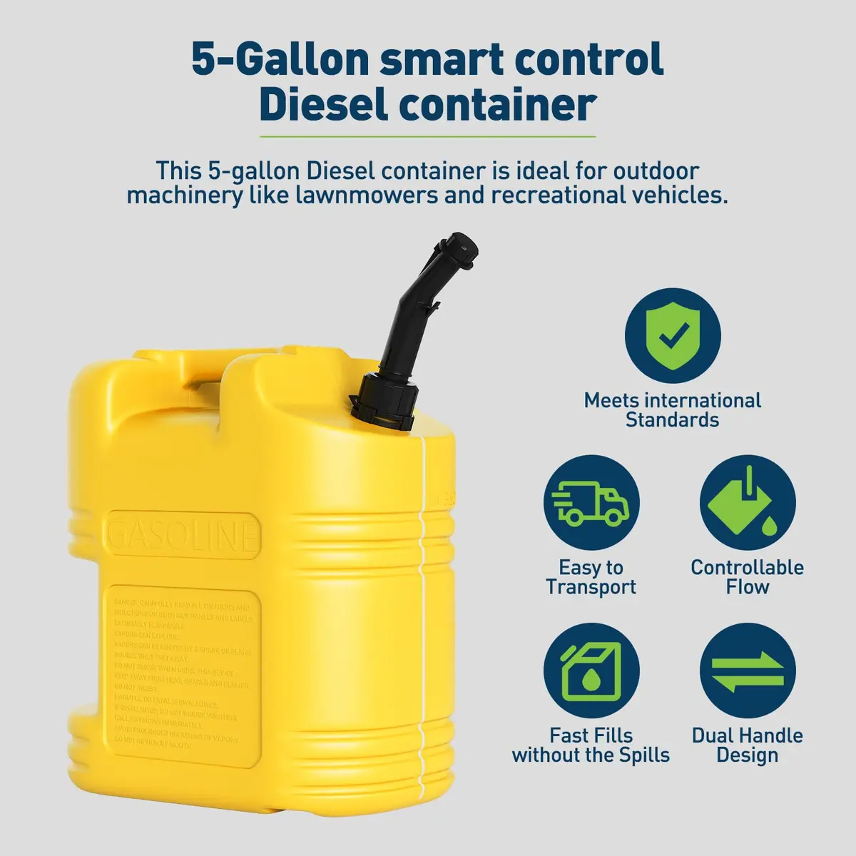 EchoVincio 20L Portable Transfer Tank 5 Gal | Marine & Car Fuel Container with Handle - view 3