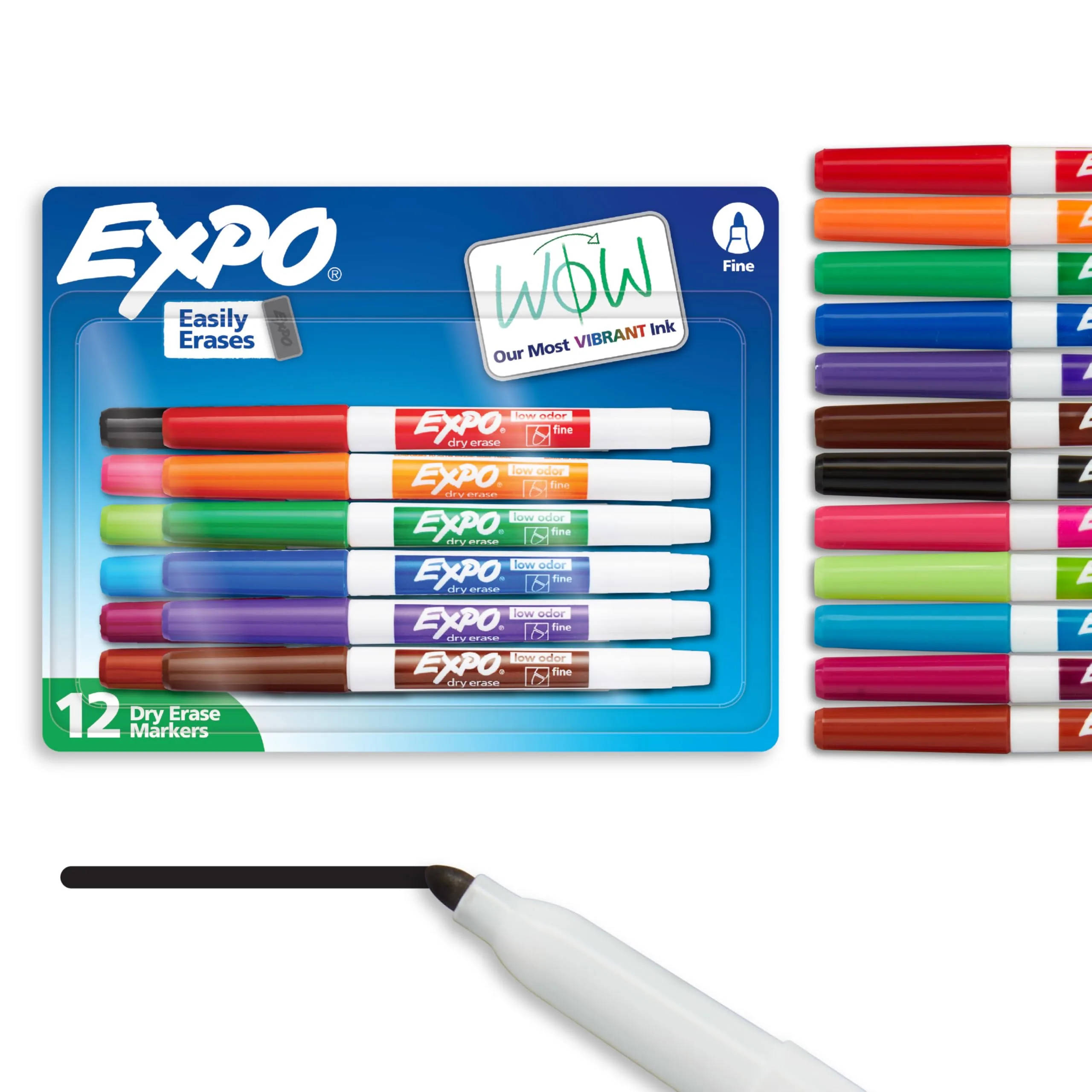 EXPO Dry Erase Markers, Low Odor, Fine Tip, Assorted Colors, Bulk Pack | Whiteboard Pens for Indian Classrooms - main product image