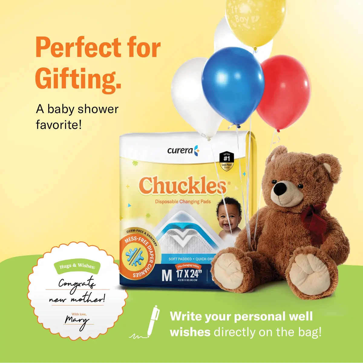 Curera Chuckles Disposable Baby Changing Pad Liners 17x24 inch (50-Pack) | Hospital-Grade 5-Layer Protection - view 7