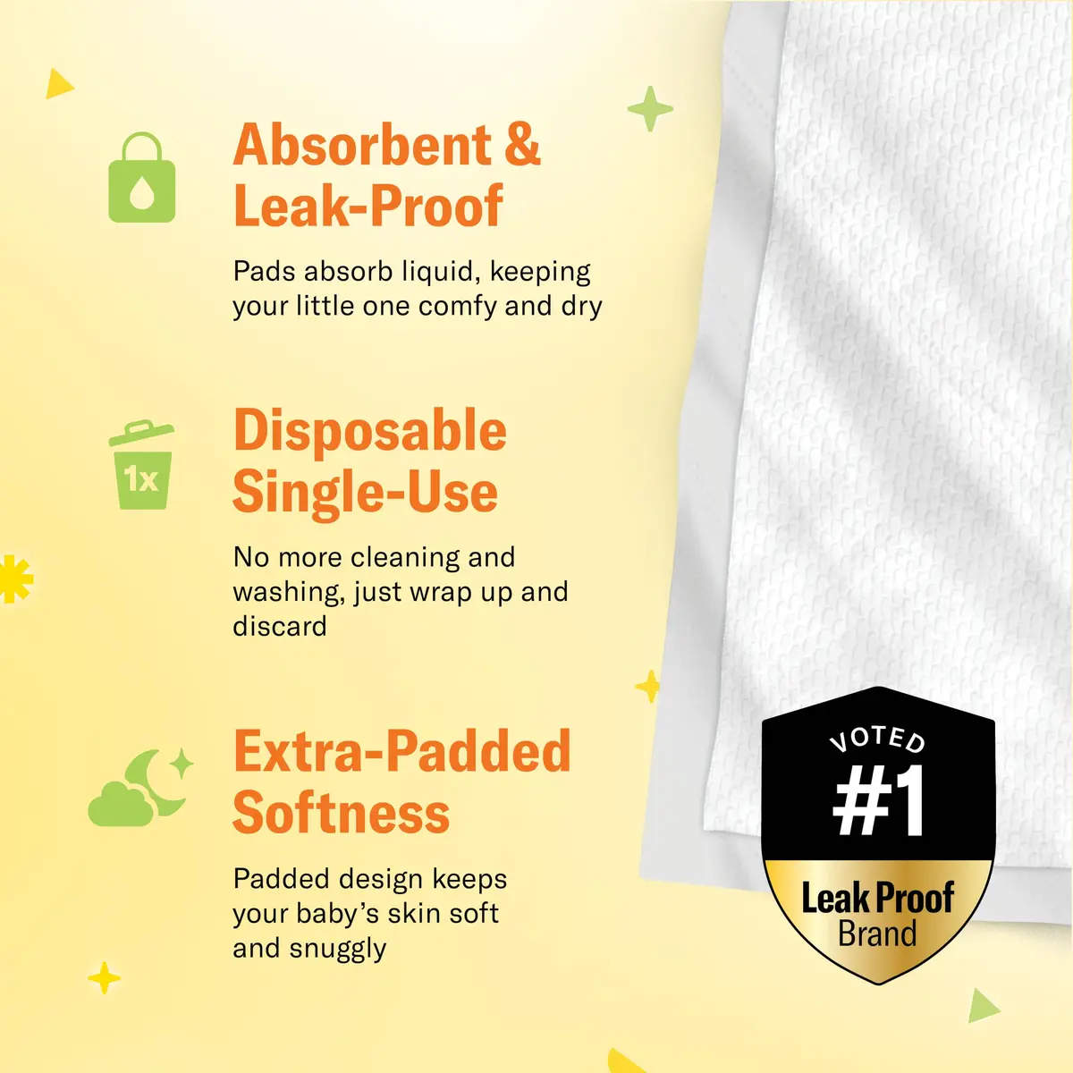 Curera Chuckles Disposable Baby Changing Pad Liners 17x24 inch (50-Pack) | Hospital-Grade 5-Layer Protection - view 9