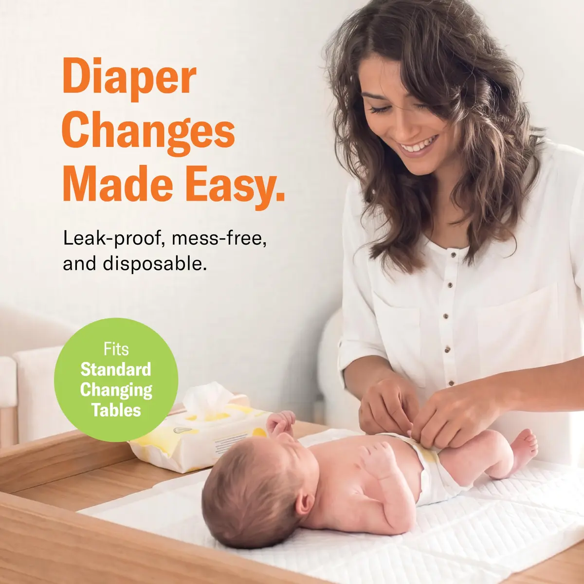 Curera Chuckles Disposable Baby Changing Pad Liners 17x24 inch (50-Pack) | Hospital-Grade 5-Layer Protection - view 2