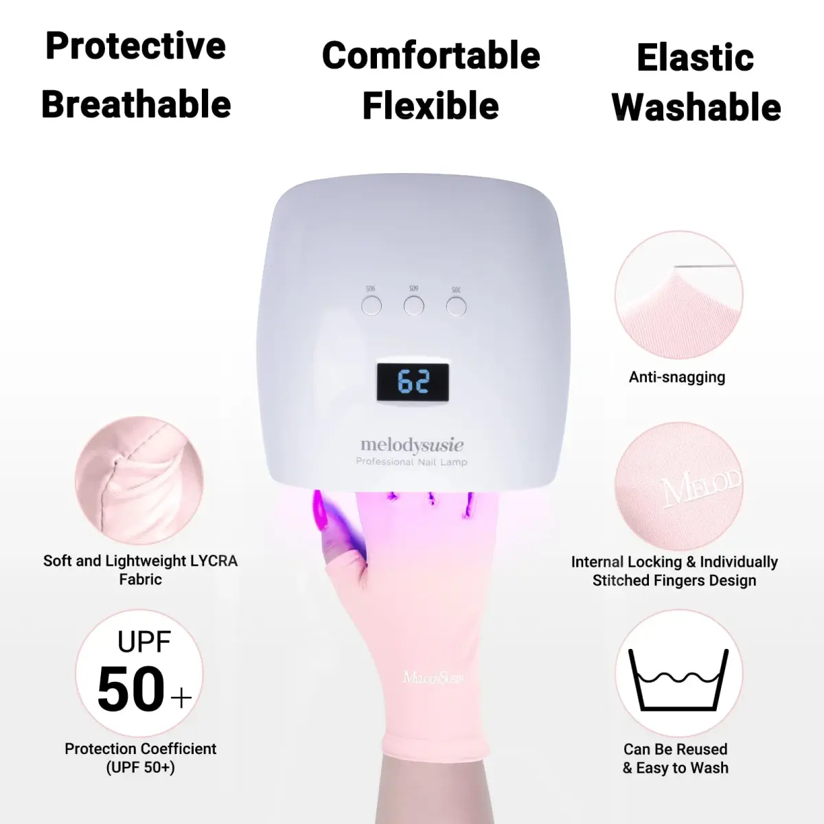 MelodySusie Fingerless UV Protection Gloves for Gel Manicure | UPF 50+ Blocks 99% UV Rays - view 6