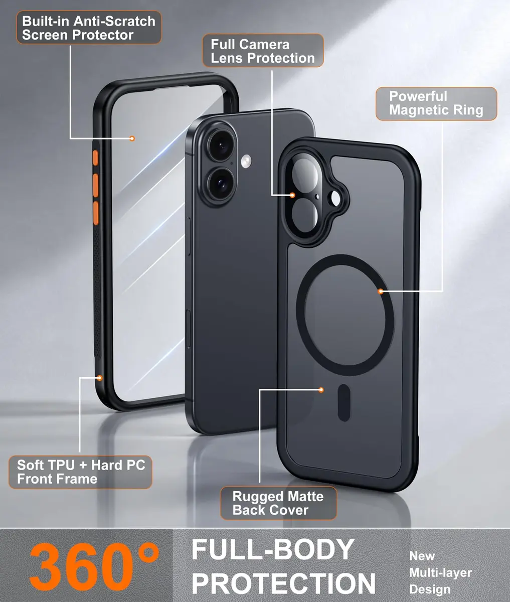 Red2Fire Military Grade Case for iPhone 17 6.3" with Screen & Camera Protector, MagSafe Compatible, Black | Heavy Duty Drop Proof - view 5
