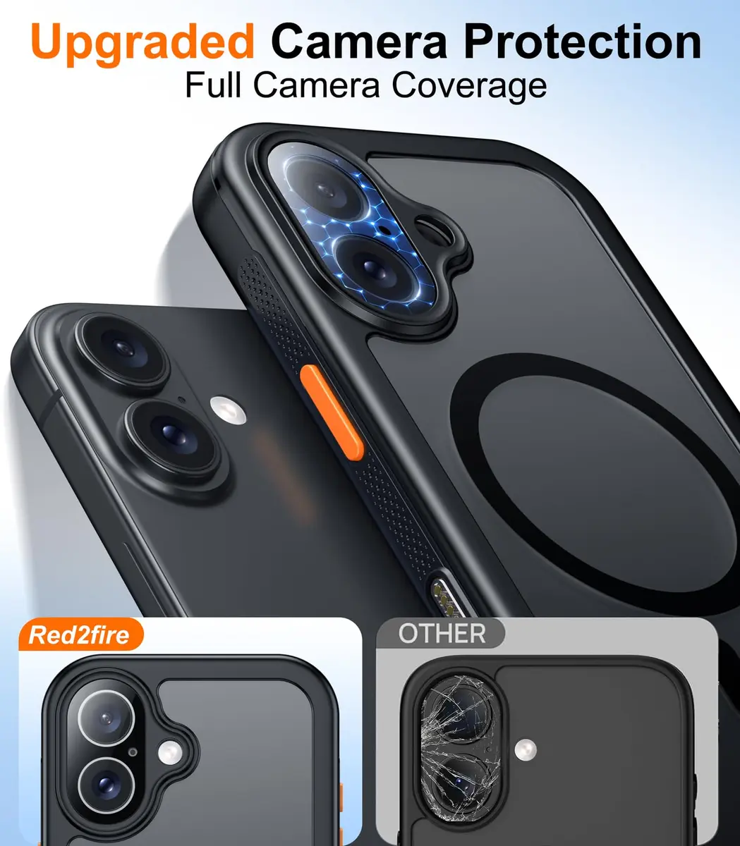 Red2Fire Military Grade Case for iPhone 17 6.3" with Screen & Camera Protector, MagSafe Compatible, Black | Heavy Duty Drop Proof - view 8