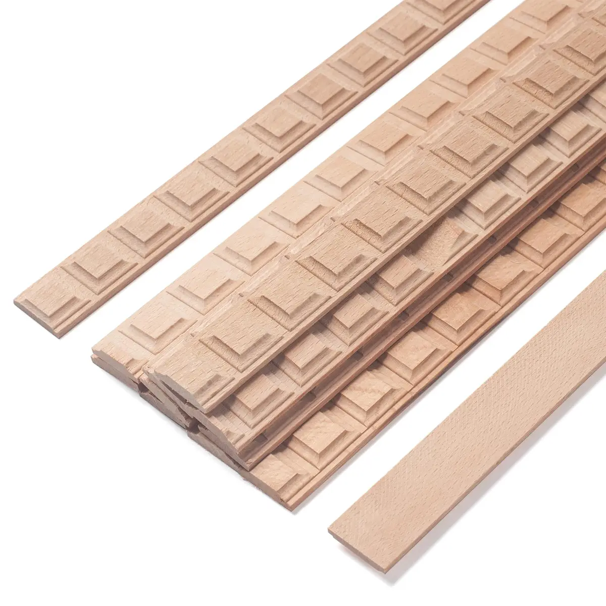 Coowayze Grid Wood Trim Molding Decorative Strips 15.8 inch (40 cm) | 12 PCS Unfinished Beech Wood for Walls, Cabinets, Doors, Mirrors - main product image