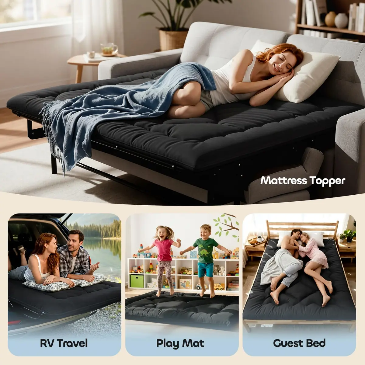 COZYFUZY 4" Thick Japanese Futon Mattress | Space Saving Foldable Floor Mattress Twin - view 6