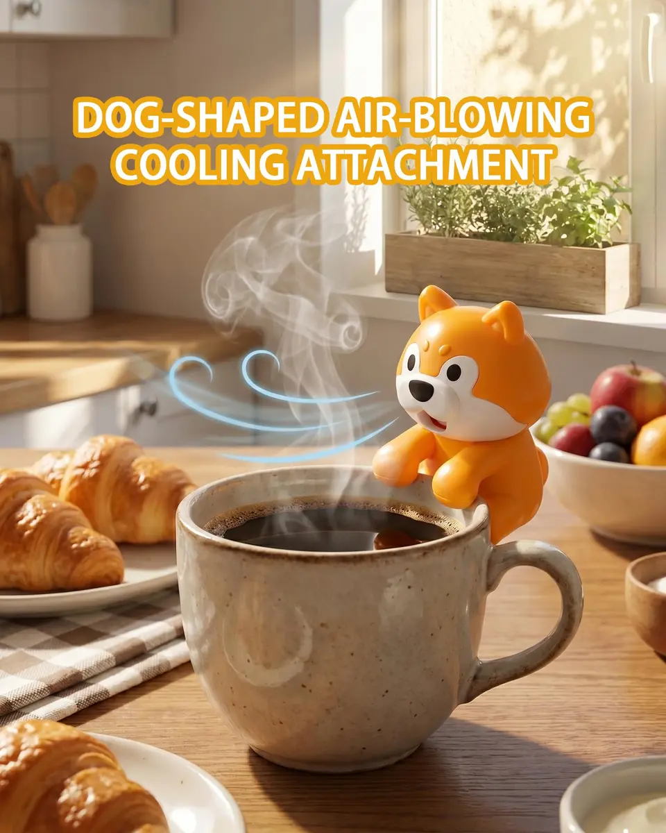 JODUY Clip-On Mini Fan for Cup & Bowl – Dog-Shaped Air-Blowing Cooling Attachment 8.5cm x 6cm x 6cm | Dual-Function Operation - view 2