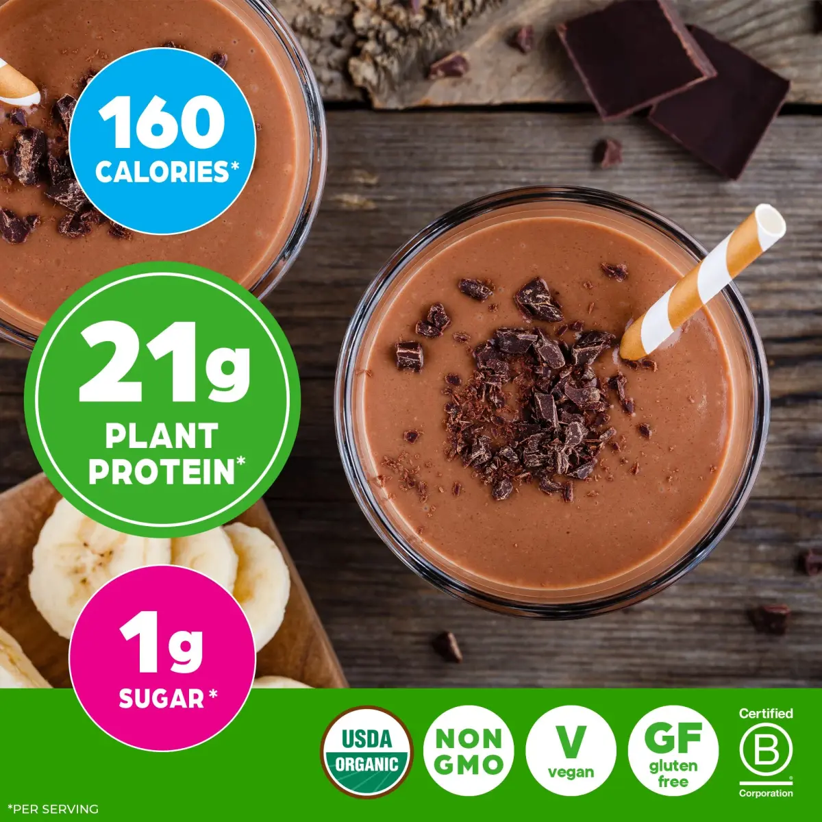 Orgain Organic Vegan Protein + 50 Superfoods Creamy Chocolate Fudge 2.02 lb (916 g) | USDA Organic, 21g Plant Protein, 10g Fiber - view 4