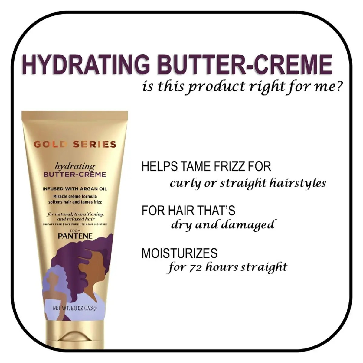 Pantene Gold Series Hydrating Butter-Cream Hair Conditioner 6.8 oz (12 Pack) | Sulfate-Free, Argan Oil Formula - view 3