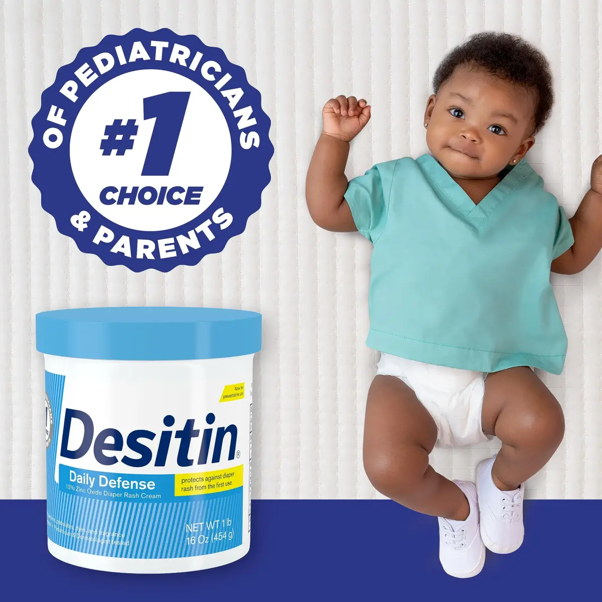 Desitin Daily Defense Baby Diaper Rash Cream with 13% Zinc Oxide, Hypoallergenic, Dye, Phthalate- & Paraben-Free, 16 oz (Pack of 12) | Treats, Relieves & Prevents Diaper Rash - view 5
