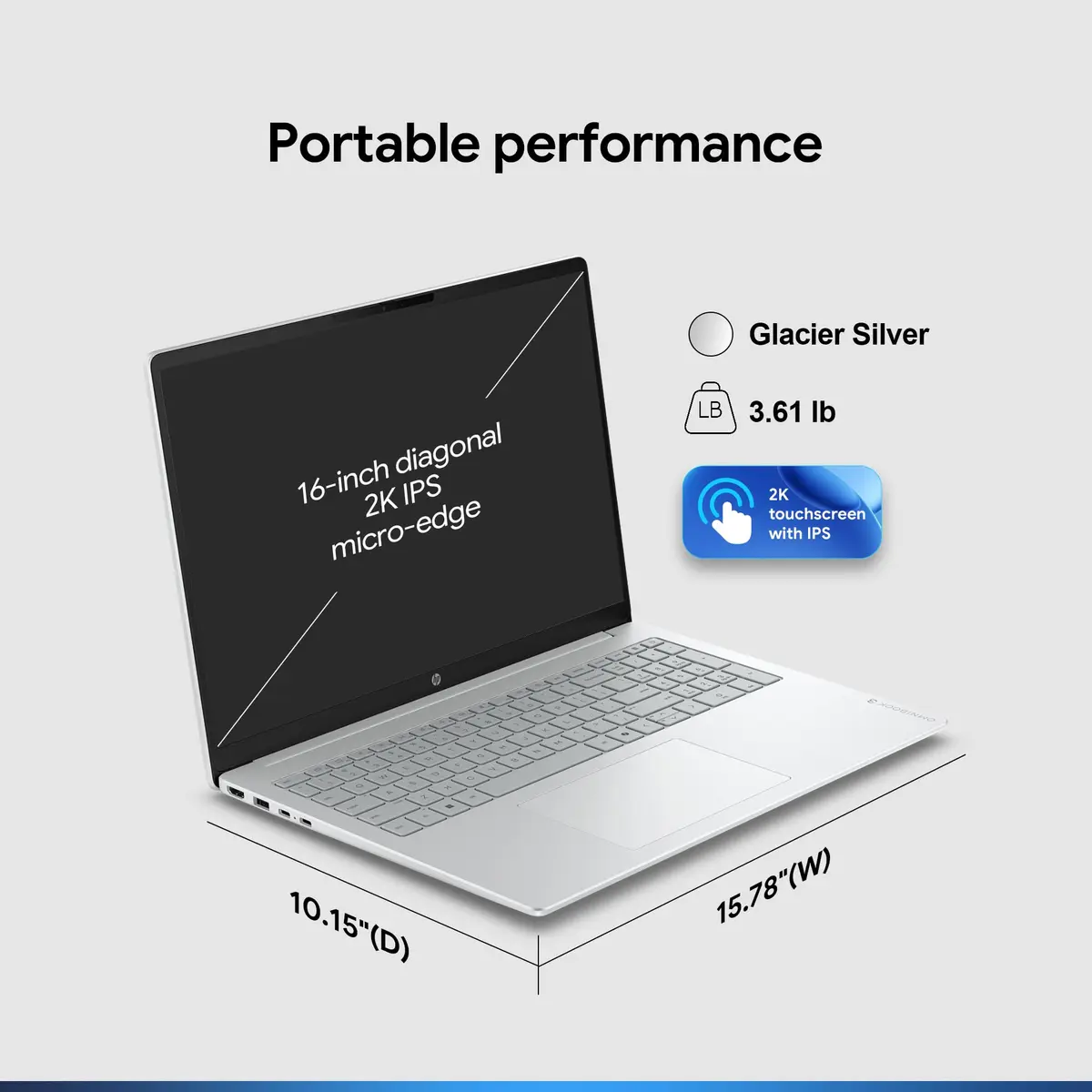 HP OmniBook 3 Flagship 16" 2K Touchscreen Laptop Bundle with Docking Station, AMD Ryzen 5, 16GB RAM, 1TB PCIe SSD, IPS, WiFi 6, AI Copilot, Windows 11 Pro - view 8