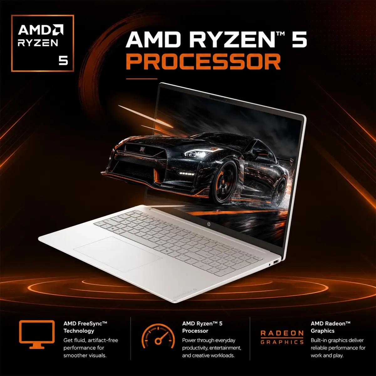 HP OmniBook 3 Flagship 16" 2K Touchscreen Laptop Bundle with Docking Station, AMD Ryzen 5, 16GB RAM, 1TB PCIe SSD, IPS, WiFi 6, AI Copilot, Windows 11 Pro - view 4