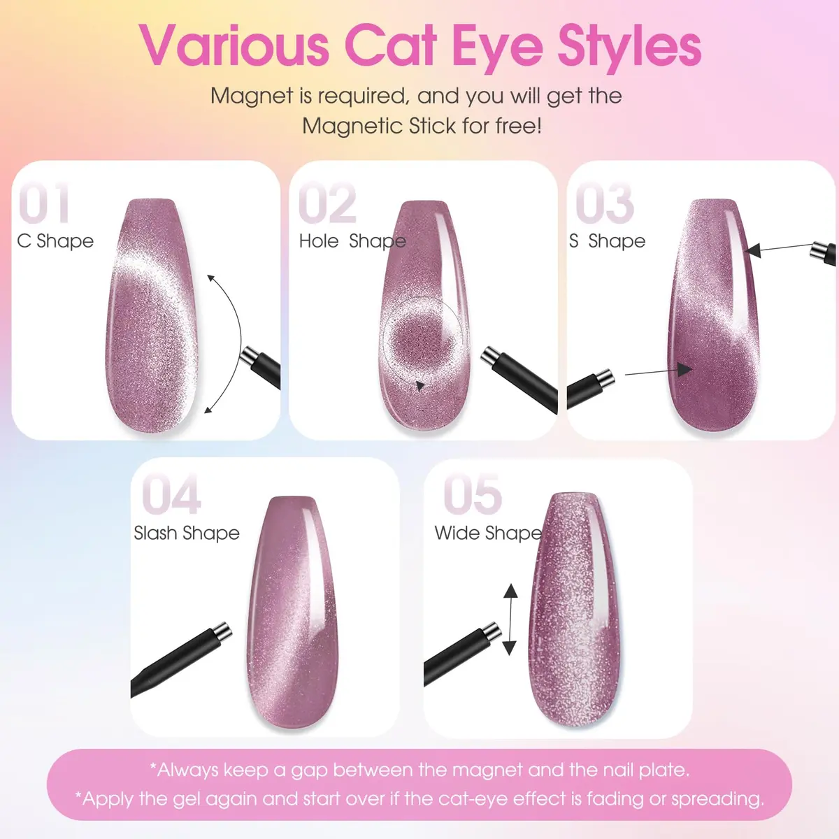 ROSALIND 30pcs Gel Nail Polish Set with Cateye Gel, Base & Top Coats | Salon Quality Manicure at Home - view 4