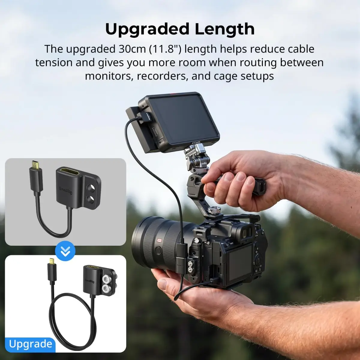 SMALLRIG Ultra-Slim Micro HDMI to HDMI Adapter Cable 350.5mm (13.8") | 4K 60Hz Video Output - view 5