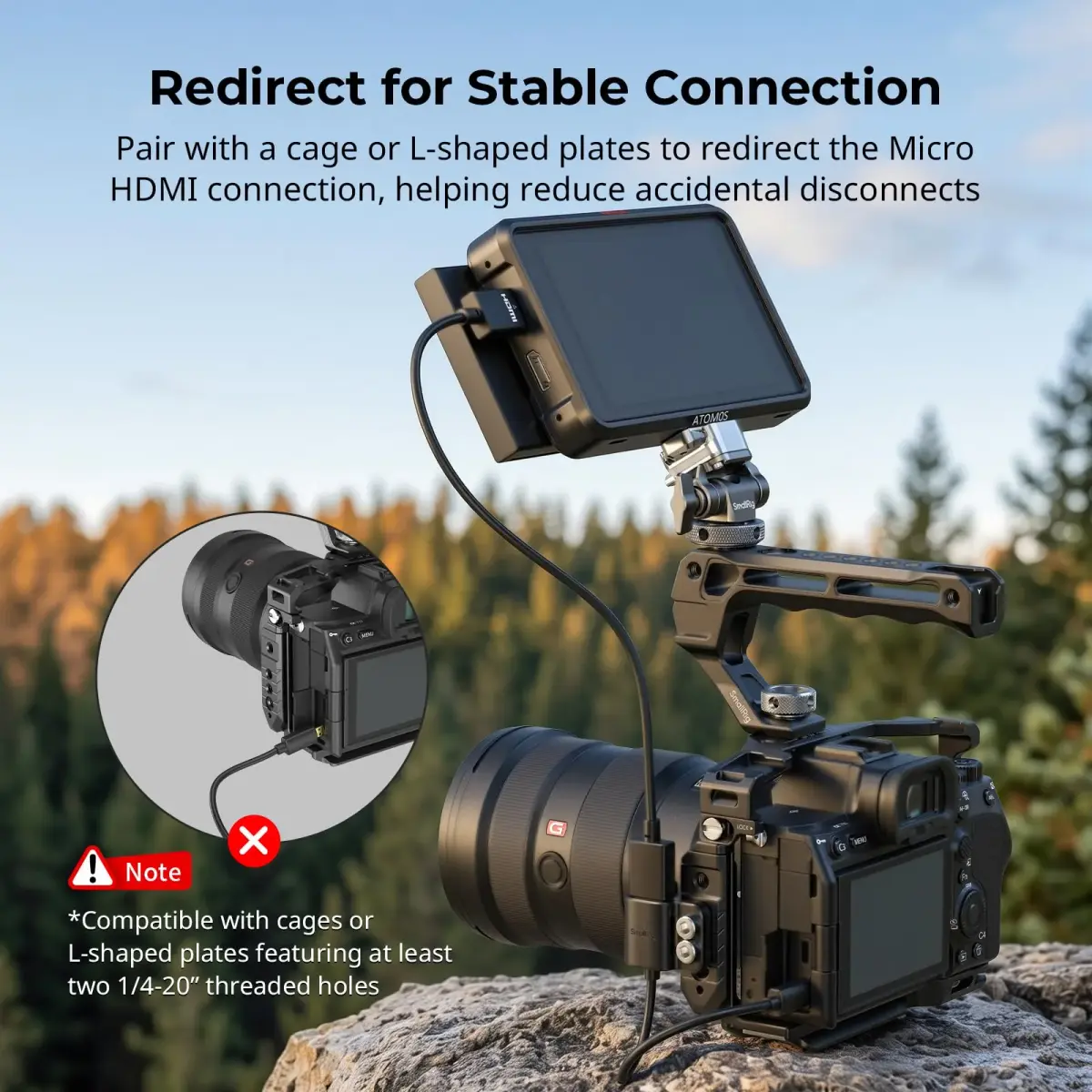 SMALLRIG Ultra-Slim Micro HDMI to HDMI Adapter Cable 350.5mm (13.8") | 4K 60Hz Video Output - view 2