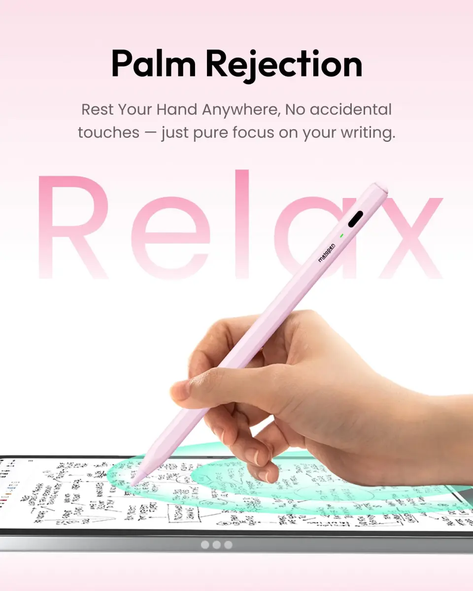 Metapen Pencil Air8 Stylus for iPad 2018-2026, 10 Min Faster Charge, Palm Rejection, Pink | Precision Input Pen - view 5