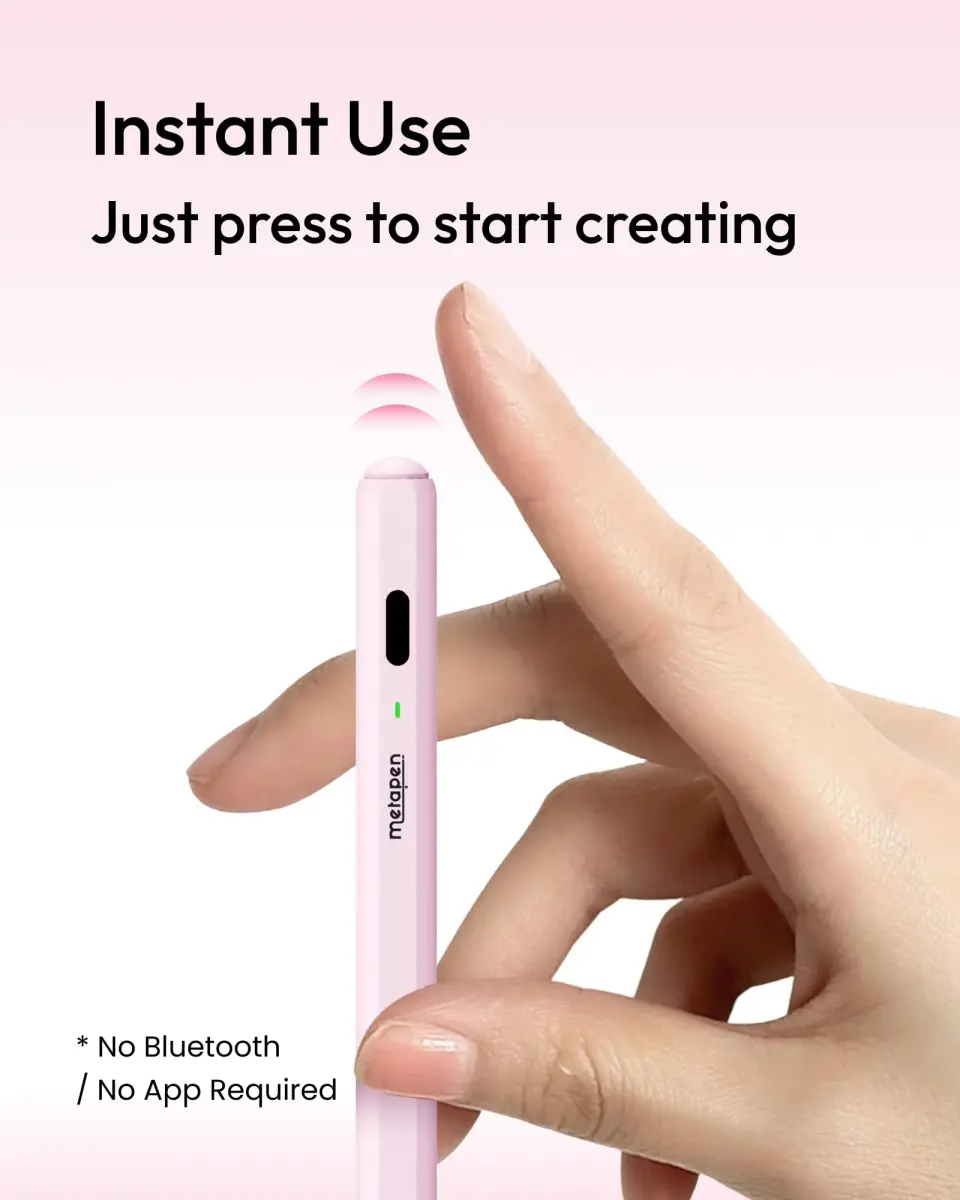 Metapen Pencil Air8 Stylus for iPad 2018-2026, 10 Min Faster Charge, Palm Rejection, Pink | Precision Input Pen - view 6