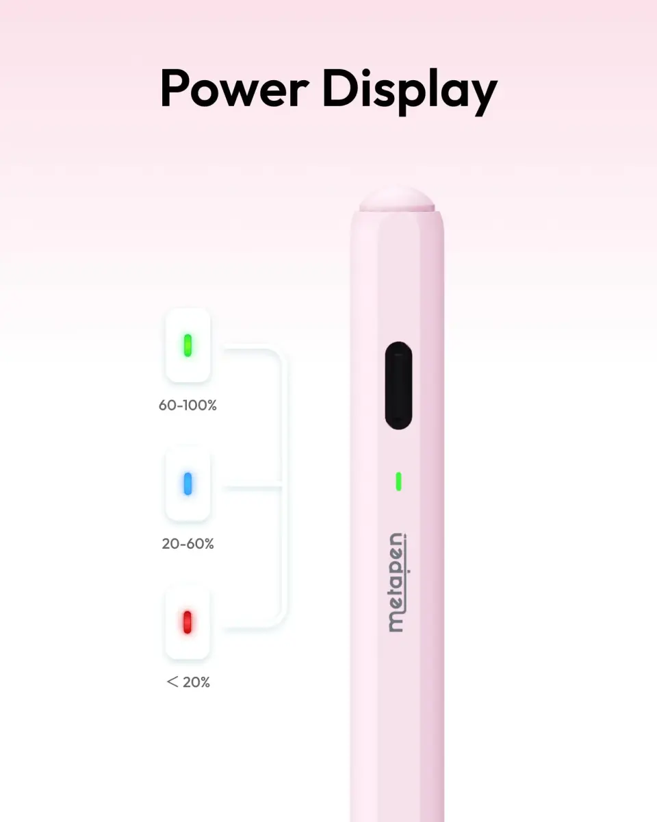Metapen Pencil Air8 Stylus for iPad 2018-2026, 10 Min Faster Charge, Palm Rejection, Pink | Precision Input Pen - view 7