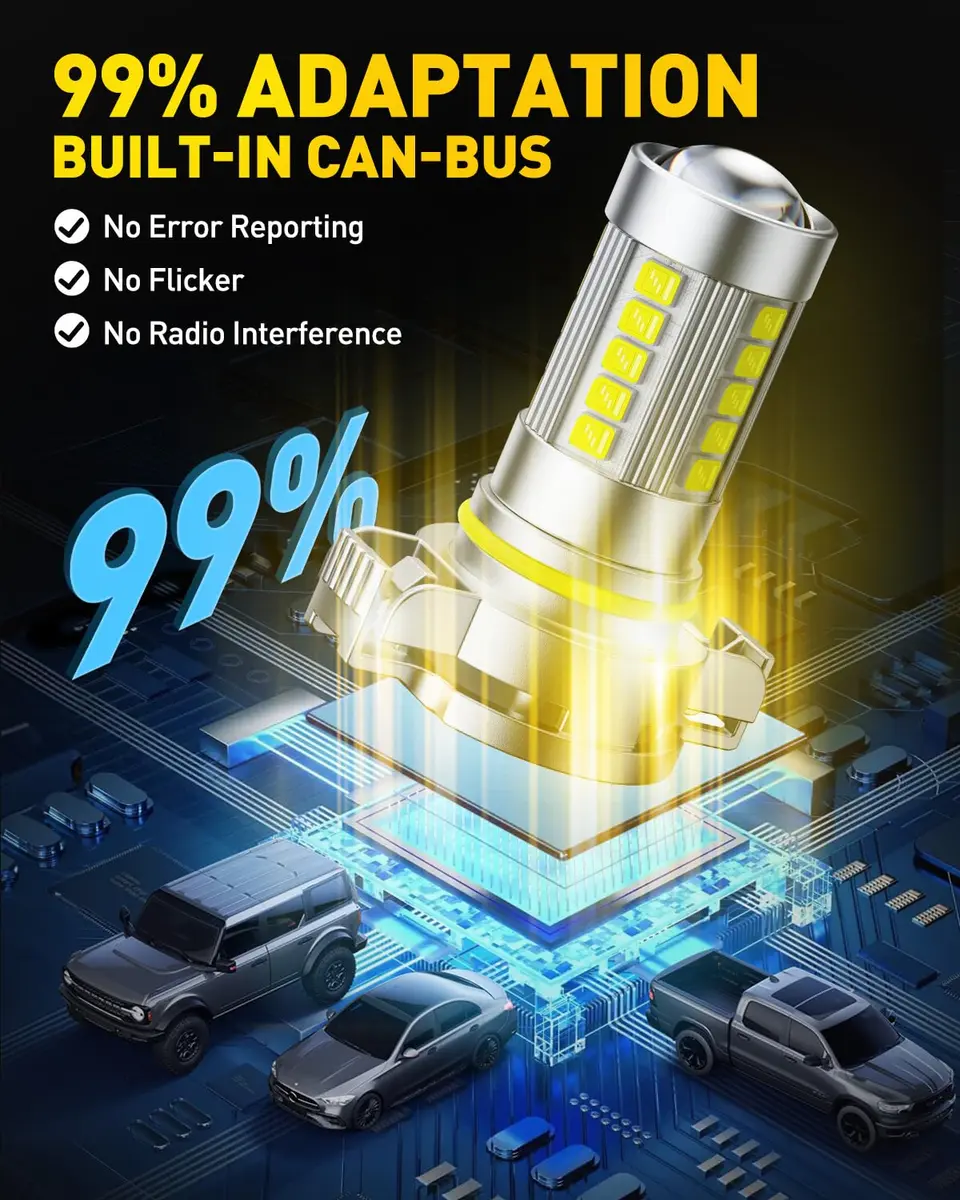 AUXITO 2504/PSX24W LED Fog Light Bulbs 6500K Cool White (2-Pack) | Plug-and-Play Brightness Upgrade - view 6
