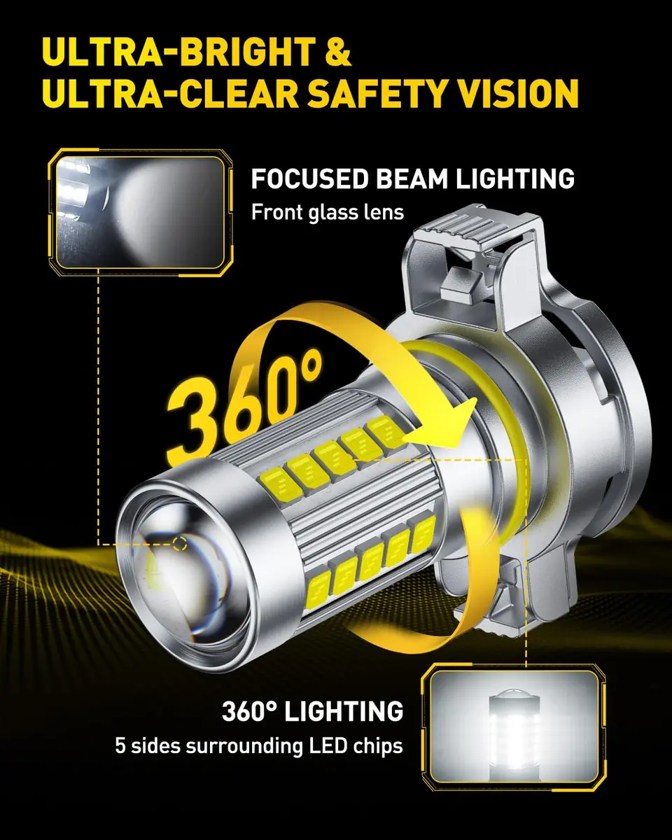 AUXITO 2504/PSX24W LED Fog Light Bulbs 6500K Cool White (2-Pack) | Plug-and-Play Brightness Upgrade - view 3