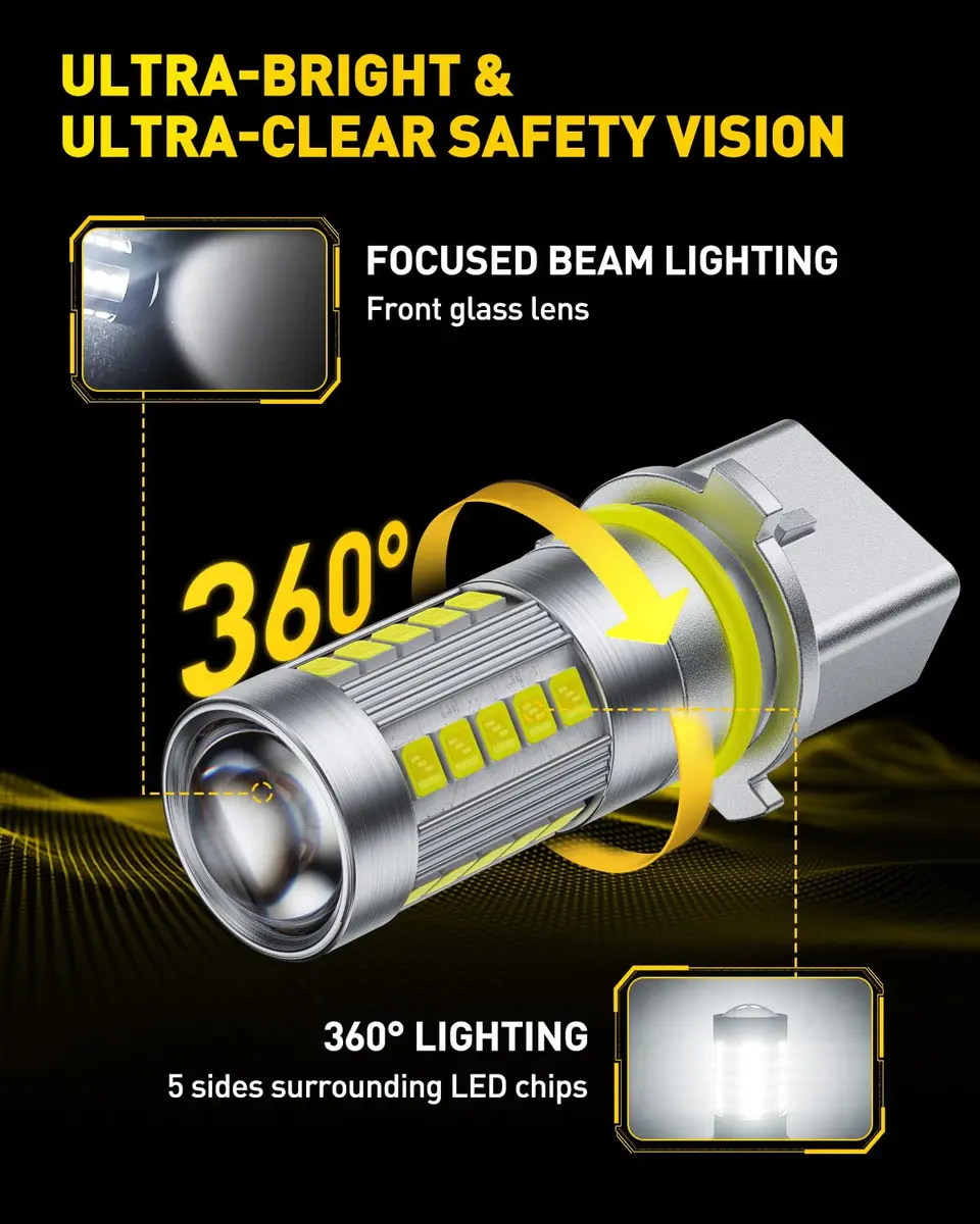 AUXITO PSX26W/12278/H28W LED Fog Light Bulbs 6500K Cool White CSP LED Fog Lights Pack of 2 | Enhanced Visibility for Indian Roads - view 3