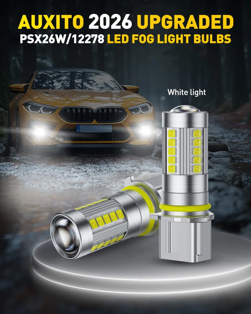 AUXITO PSX26W/12278/H28W LED Fog Light Bulbs 6500K Cool White CSP LED Fog Lights Pack of 2 | Enhanced Visibility for Indian Roads - view 4