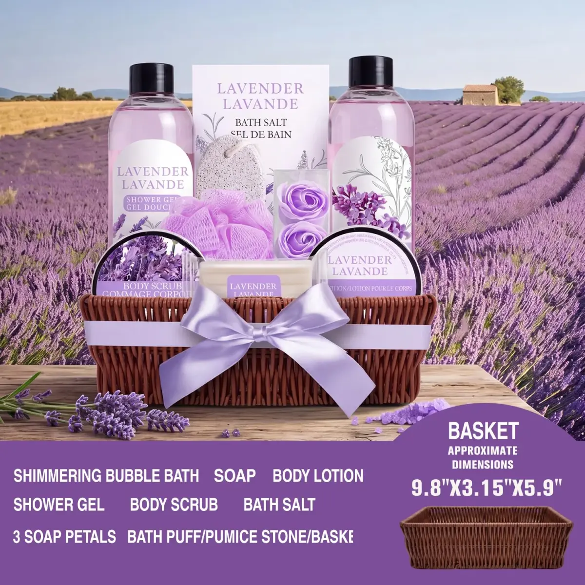 Green Canyon Spa Lavender 10pc Spa Gift Basket for Women | 1.60 kg (3.53 lb) Set - view 2