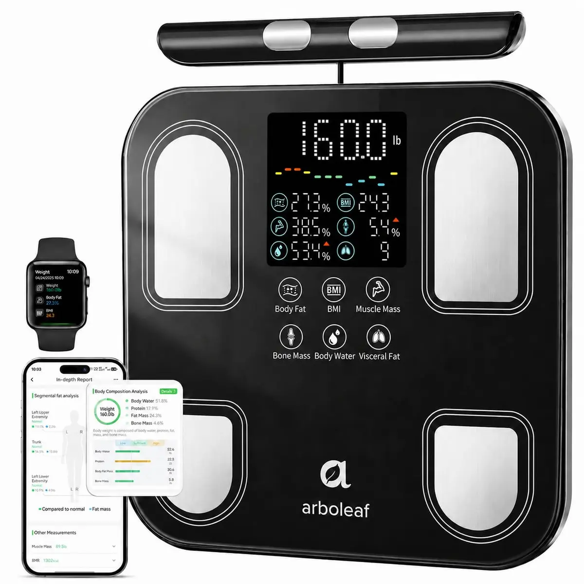 arboleaf Body Fat Scale for Body Weight 8-Electrode BMI | Full-Body Composition Tracker - main product image