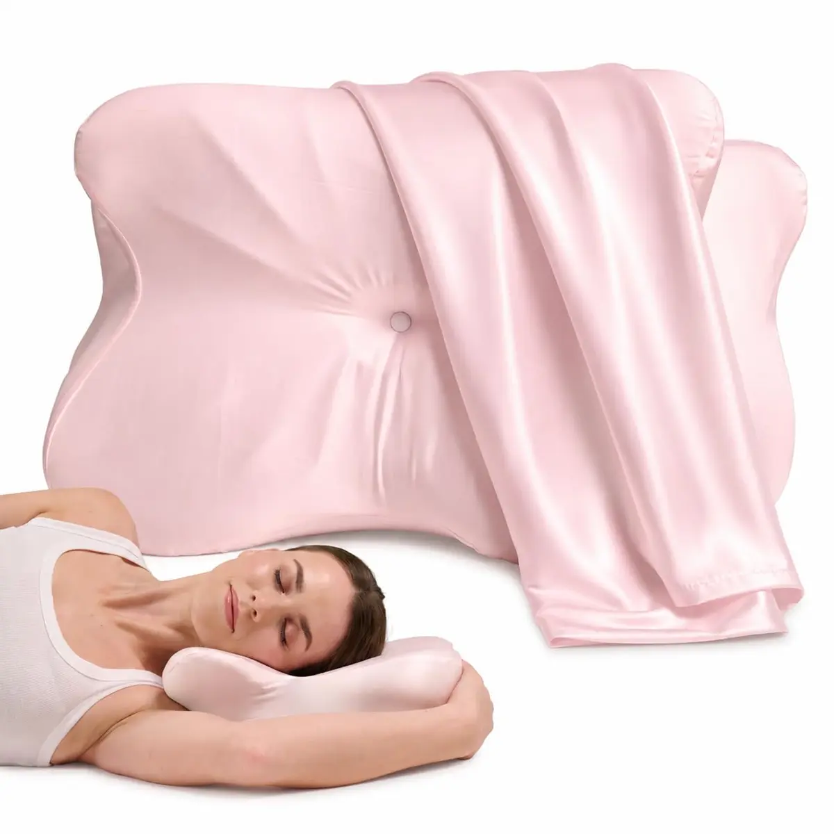 Derila Ergo Premium Blend Pillowcase with Modal & Silk, 54x36x12 cm (21.25x14.17x4.72 in) | Zippered Beauty Pillow Cover for Neck Pillows - main product image