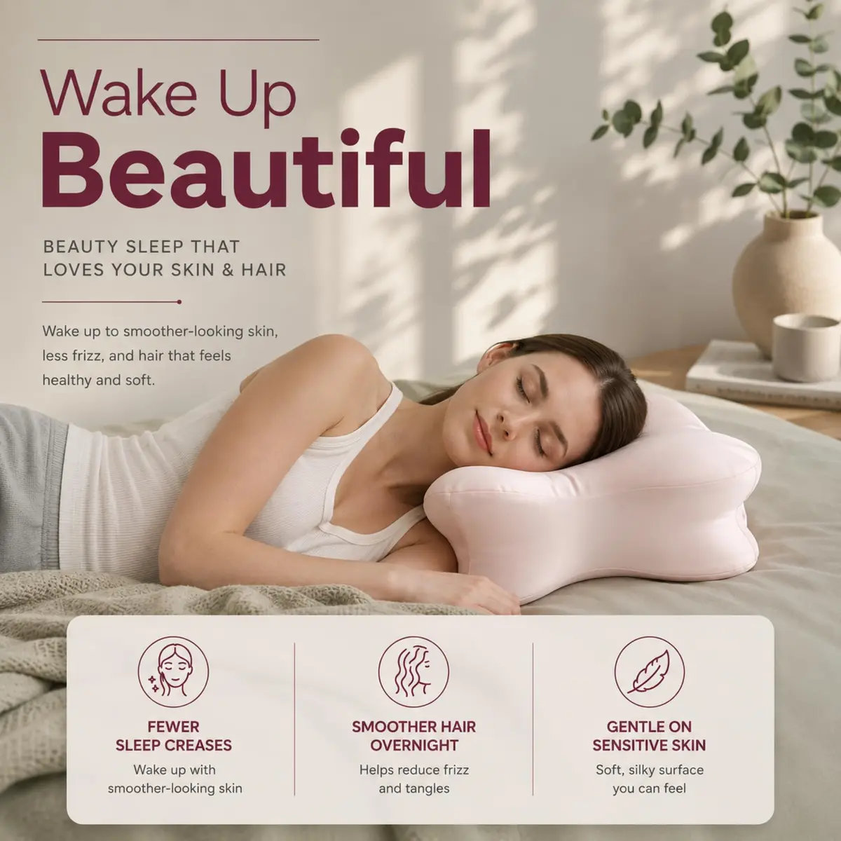 Derila Ergo Premium Blend Pillowcase with Modal & Silk, 54x36x12 cm (21.25x14.17x4.72 in) | Zippered Beauty Pillow Cover for Neck Pillows - view 3