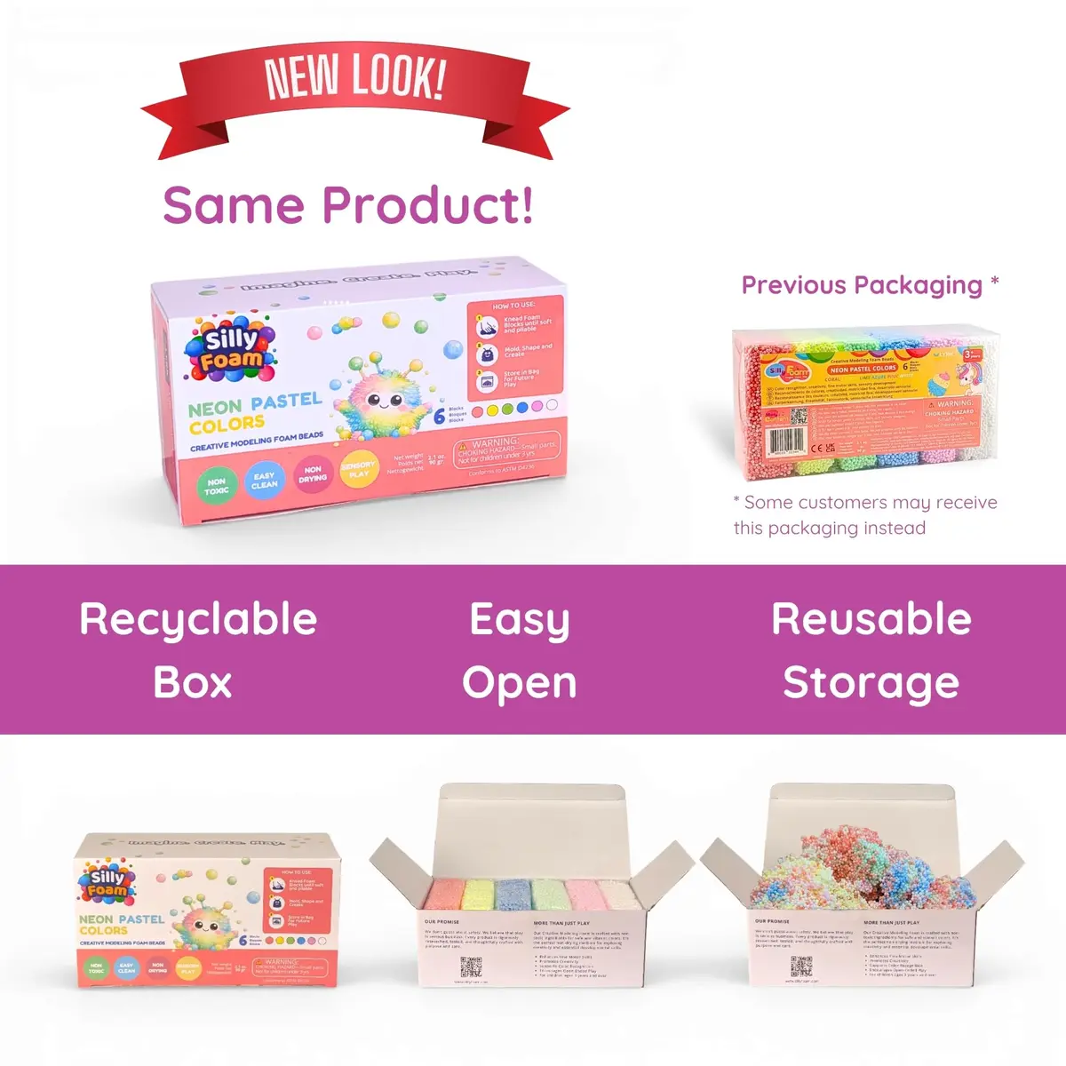 LYRK Collections Silly Foam Modeling Foam Beads 4.4 oz (125g) Neon Pastel Colors | Mess-Free Sensory Play for Kids - view 2
