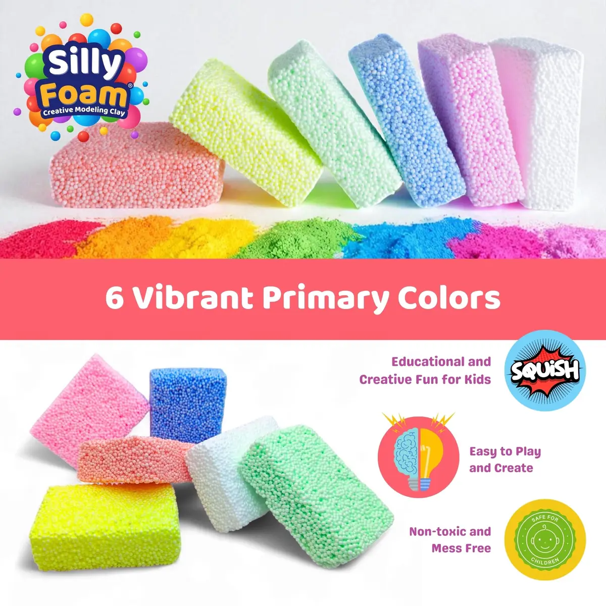LYRK Collections Silly Foam Modeling Foam Beads 4.4 oz (125g) Neon Pastel Colors | Mess-Free Sensory Play for Kids - view 3