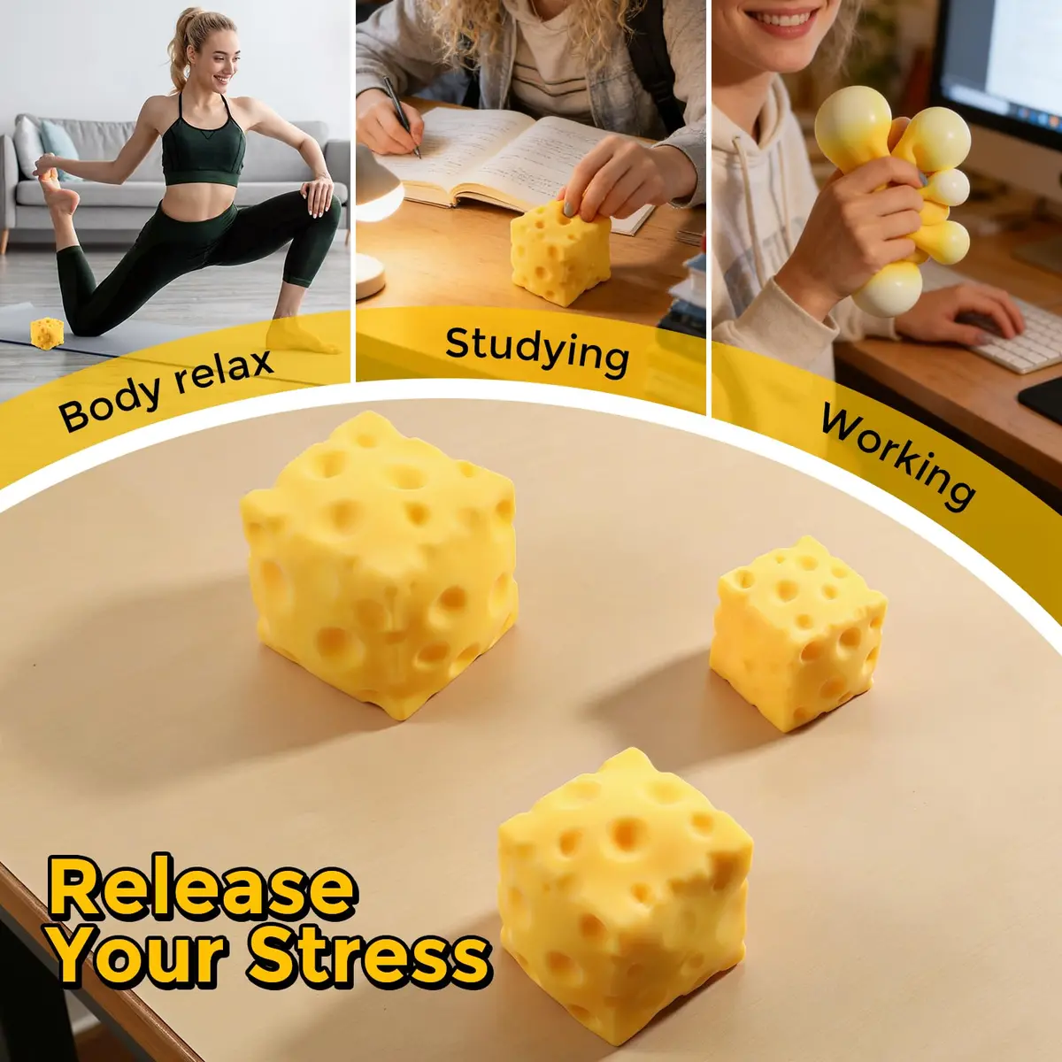 KUBEIJIA Jumbo Cheese Squishy 11cm | Stress Relief Fidget Toy for Adults & Kids - view 4