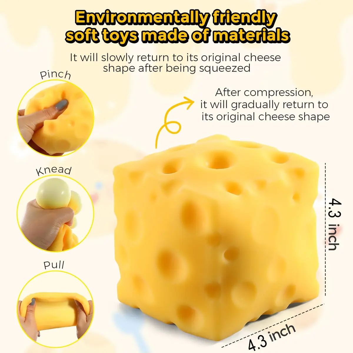 KUBEIJIA Jumbo Cheese Squishy 11cm | Stress Relief Fidget Toy for Adults & Kids - view 2
