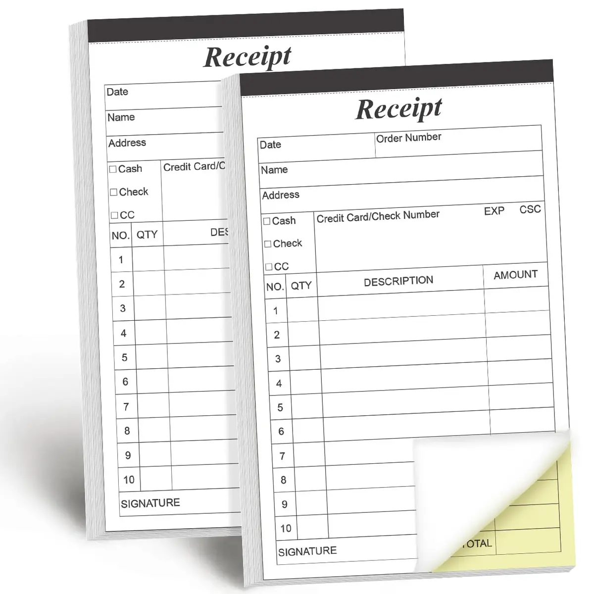 Yaridar 2-Pack Carbonless Invoice Receipt Book 4" x 6" (200 Sheets Total) | Official Business Forms with Consecutive Numbers - main product image