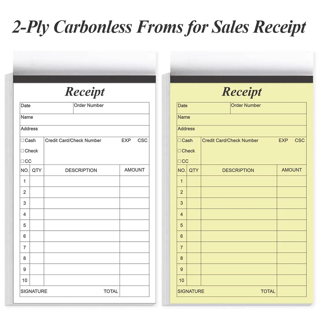 Yaridar 2-Pack Carbonless Invoice Receipt Book 4" x 6" (200 Sheets Total) | Official Business Forms with Consecutive Numbers - view 2