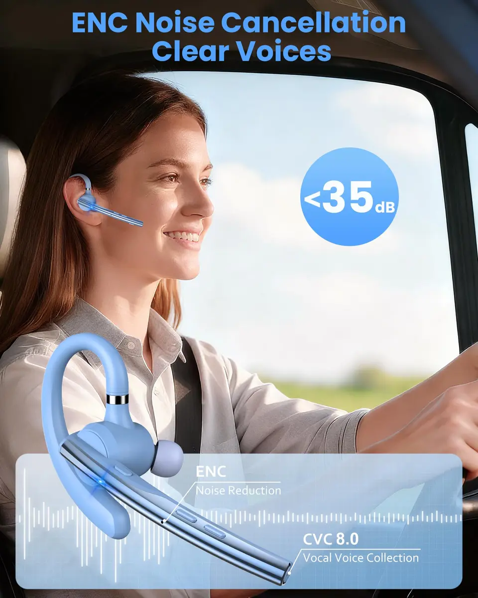 New Bee M54 Bluetooth Headset with Charging Case | 72H Talk Time, Dual Mic, Bluetooth 5.1 - view 5