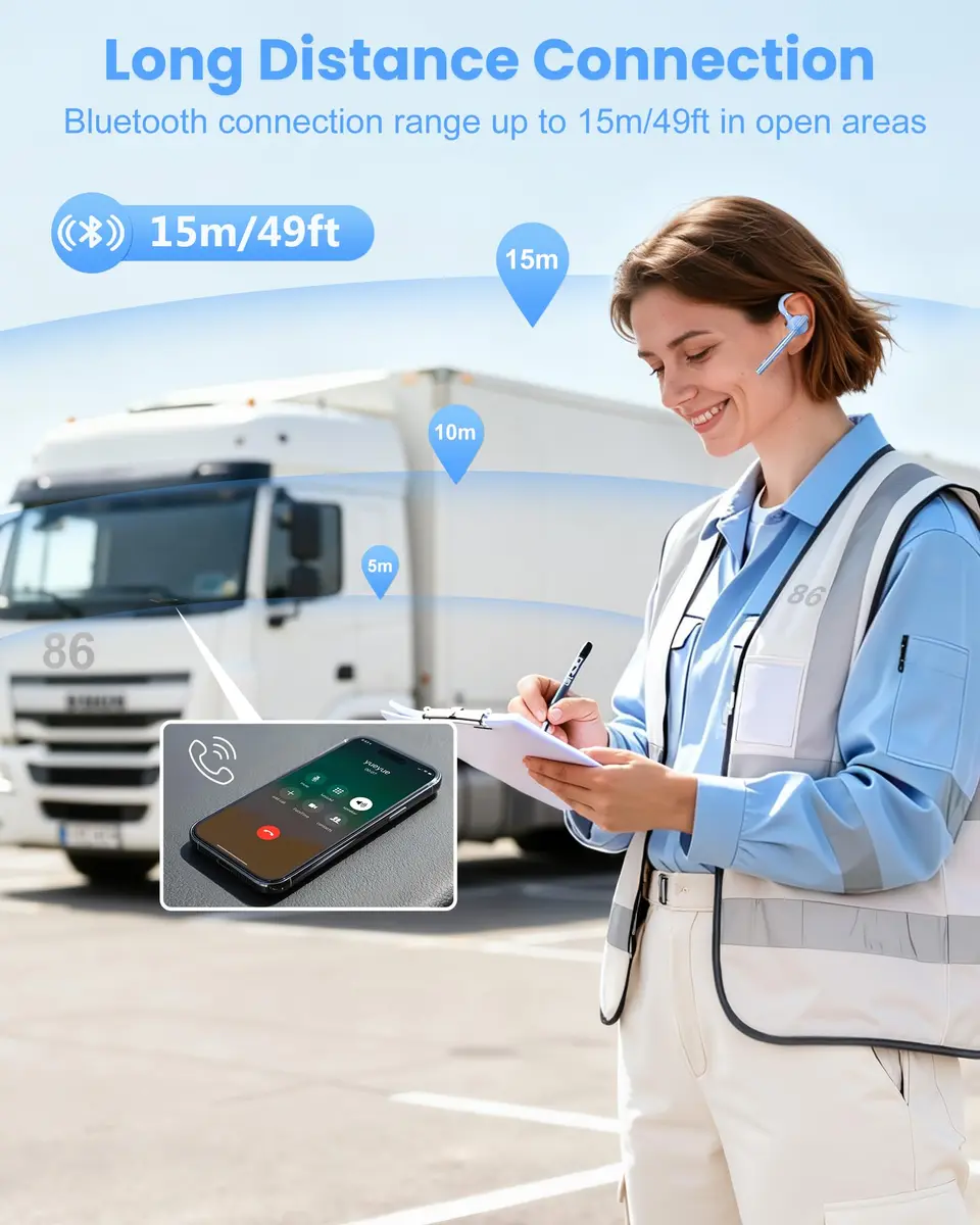 New Bee M54 Bluetooth Headset with Charging Case | 72H Talk Time, Dual Mic, Bluetooth 5.1 - view 6