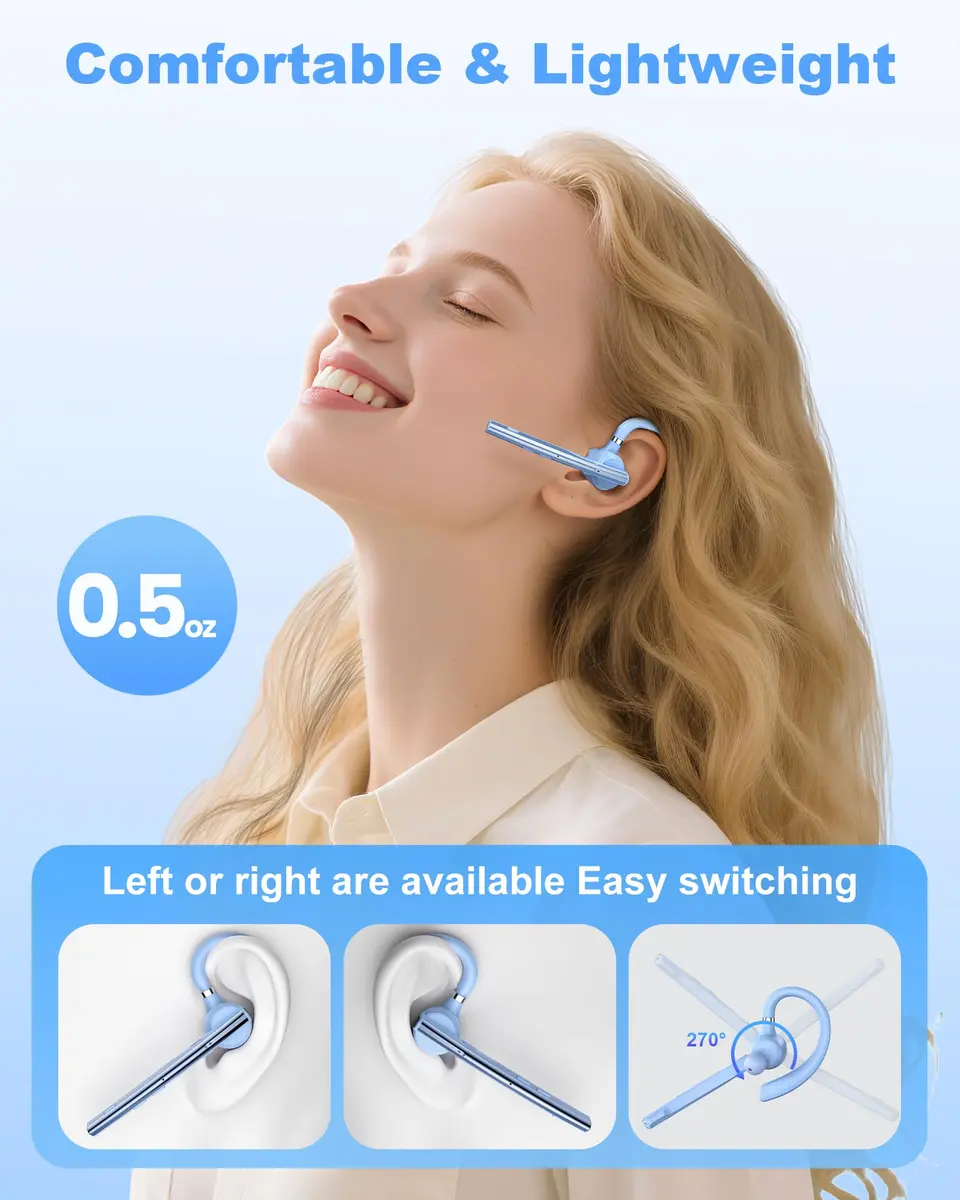 New Bee M54 Bluetooth Headset with Charging Case | 72H Talk Time, Dual Mic, Bluetooth 5.1 - view 2
