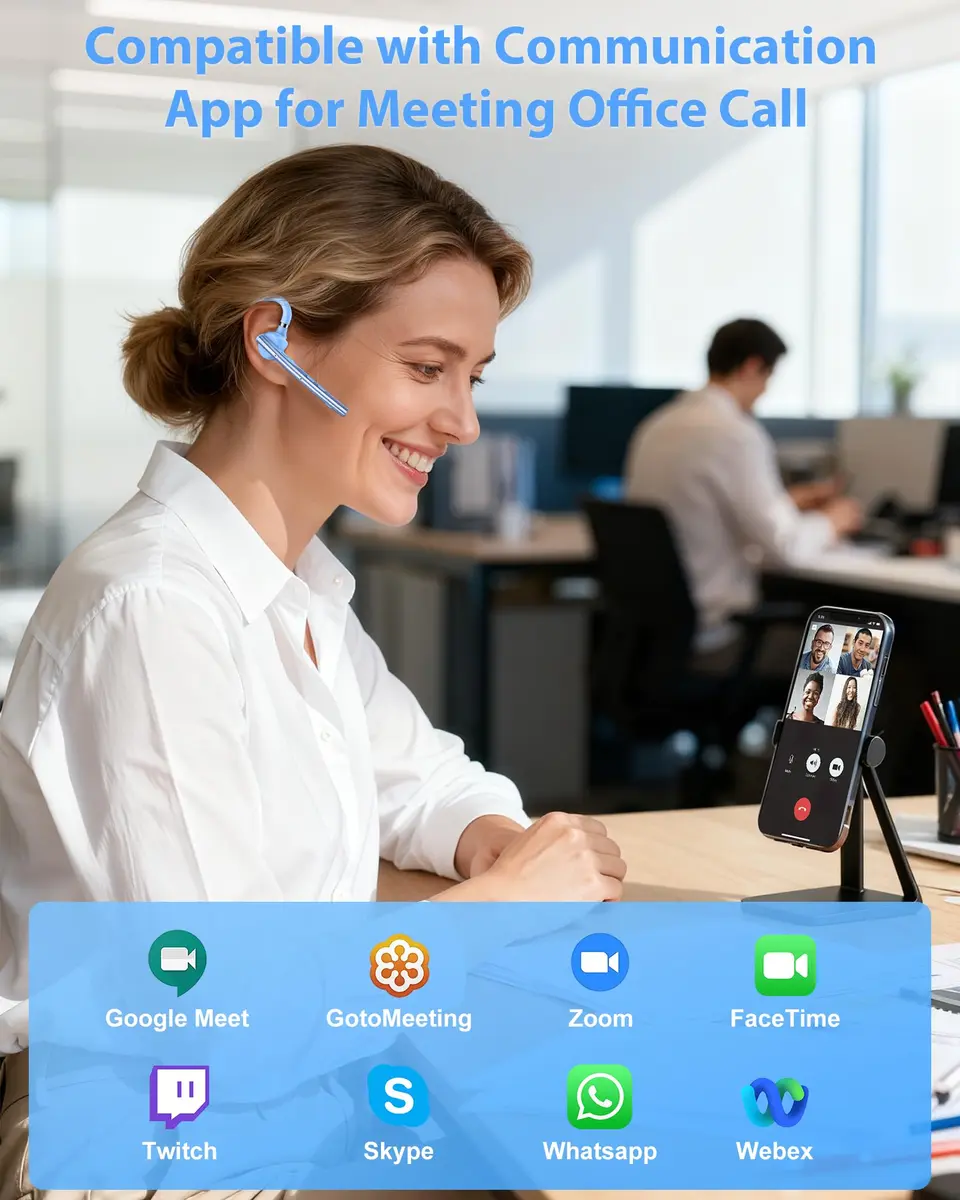 New Bee M54 Bluetooth Headset with Charging Case | 72H Talk Time, Dual Mic, Bluetooth 5.1 - view 3