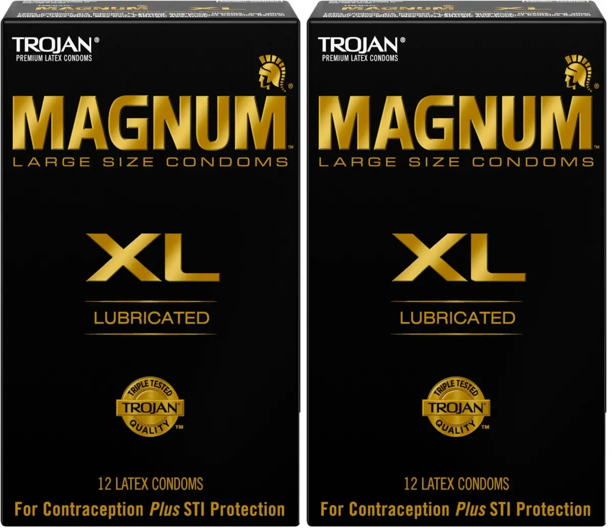 TROJAN Magnum XL Large Size Lubricated Condoms 24 Count (12 Count, Pack of 2) | America's #1 Condom for Comfort and Protection - main product image