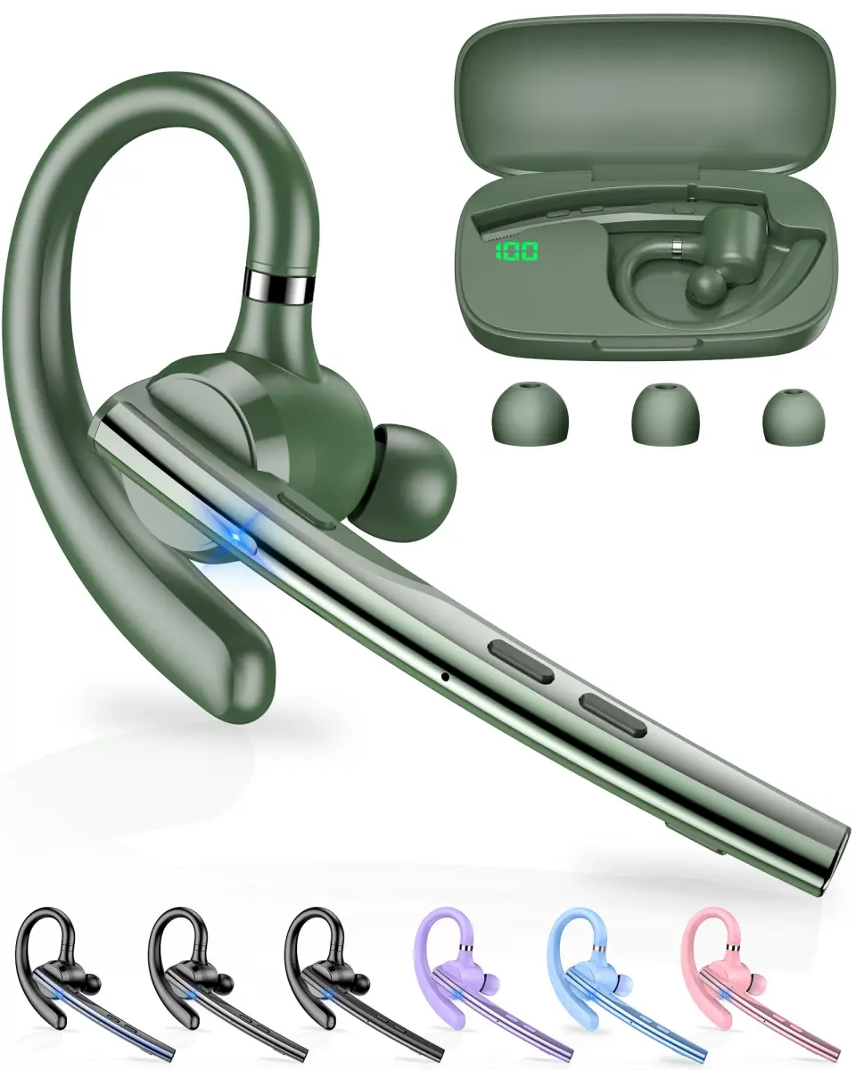 New Bee M54 Bluetooth Headset with Charging Case | 72H Talk Time, Dual Mic, 15m Range - main product image