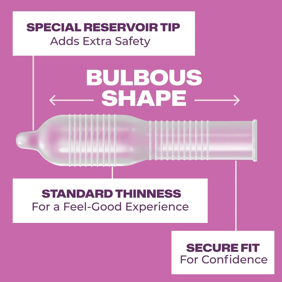 Trojan Her Pleasure Latex Lubricated Condoms, Ribbed & Bulbous Shape | Safe & Sensual (70-120 chars) - view 3