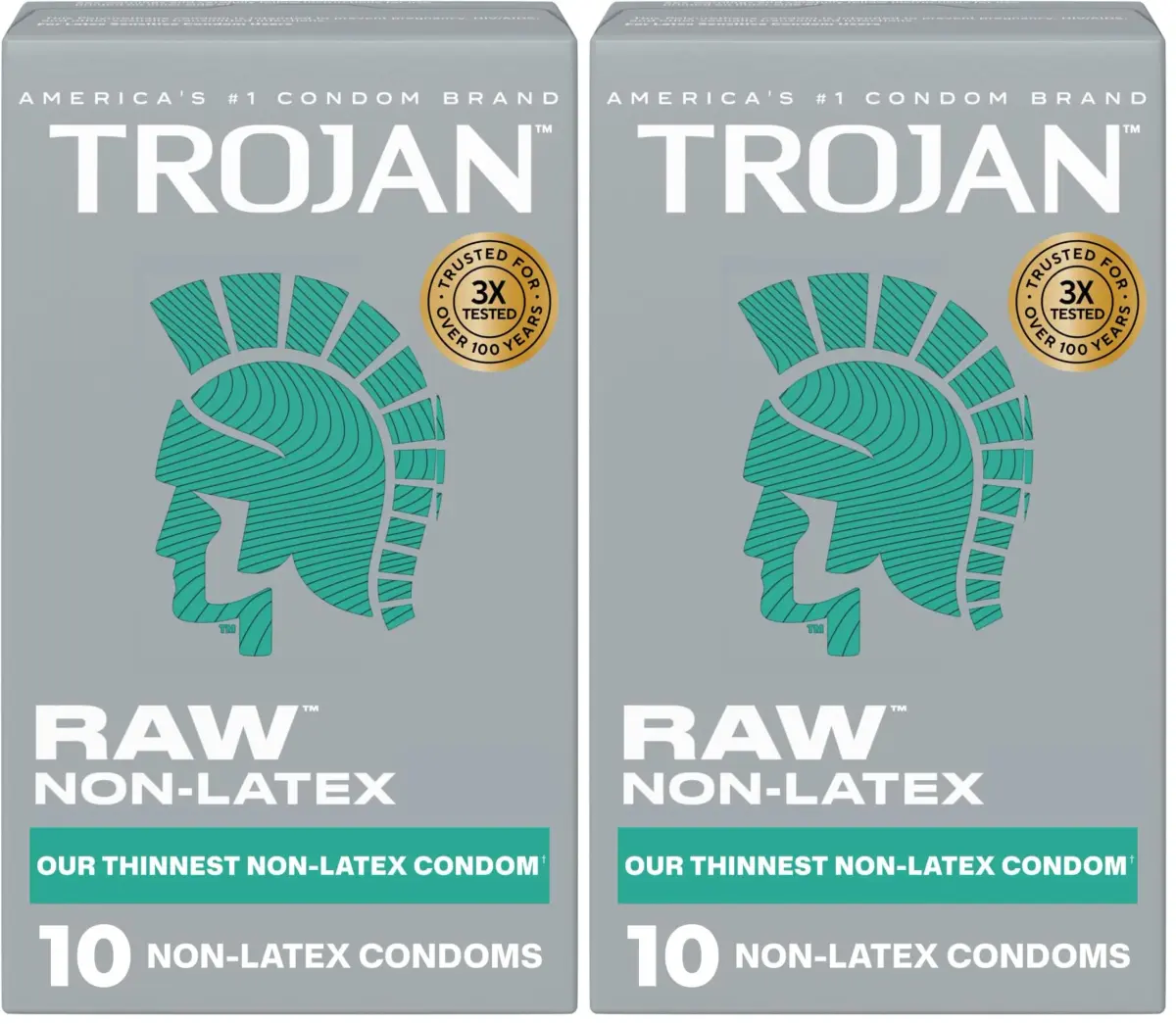 TROJAN Raw Non-Latex Lubricated Thin Condoms for Men, 20 Count (Pack of 2) | America’s Thinnest Latex-Free Condoms - main product image