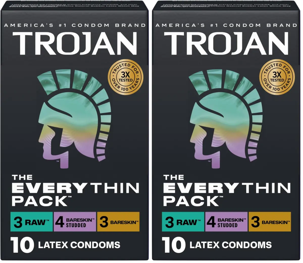 TROJAN Everythin Variety Pack Condoms, Ultra Thin, Lubricated, 20 Count (2x10 Packs) | Natural Feeling - main product image