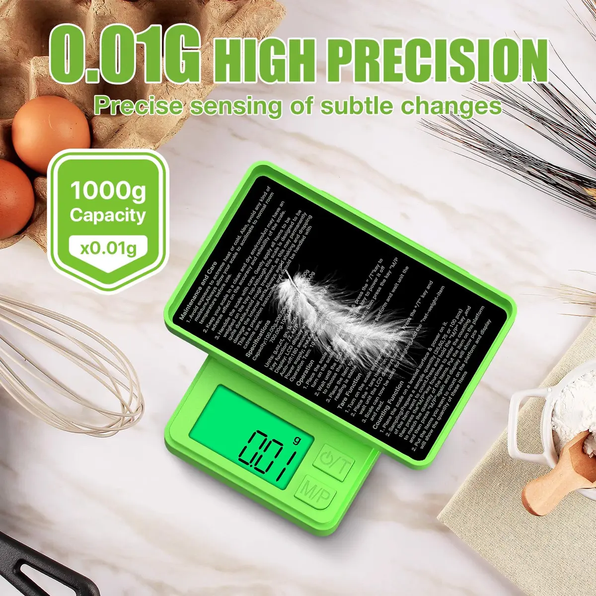 Diyife 1000g x 0.01g Precision Gram Scale | Portable Digital Kitchen & Jewelry Scale - view 5
