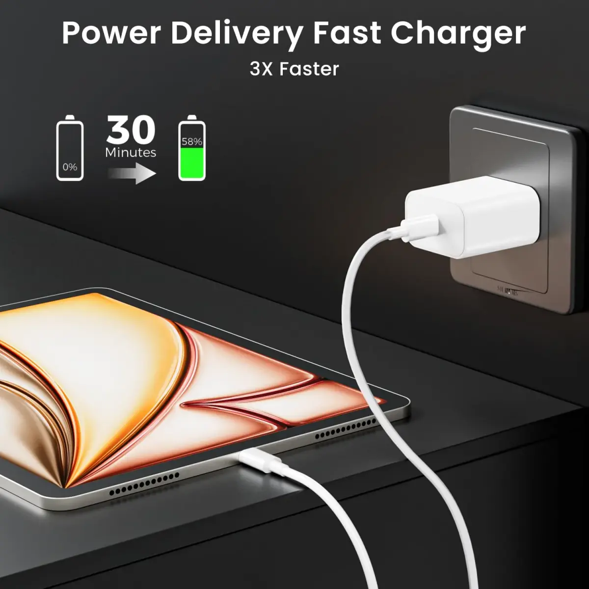 Aevonz 20W USB C Fast Charger & Cable Set 2m (6.6ft) | MFi-Certified for iPad & iPhone - view 3